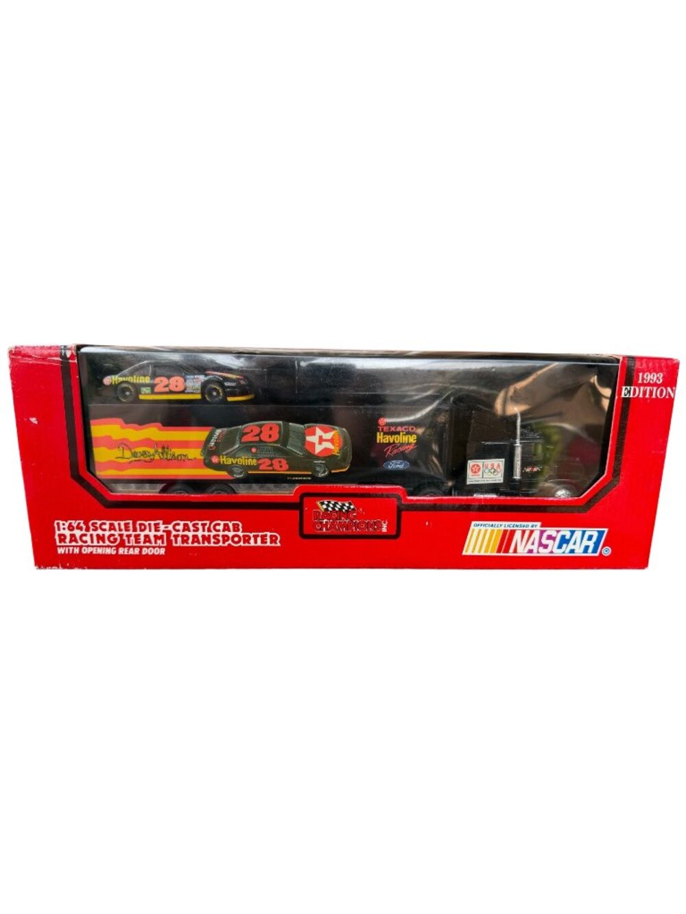 1993 NASCAR 1/64 Scale Die-Cast Racing Team Transporter & Car #28 Davey Allison
